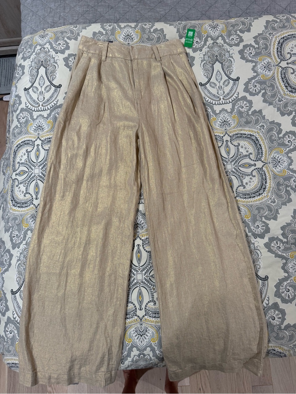 Women’s Gap Size 4 High-Rise Metallic Wide-Leg Linen Pants